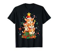 Simpatico Cappello di Natale con Cane Corgi Maglietta