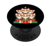 Simpatico cappello di Natale con cane Corgi PopSockets PopGrip Adesivo
