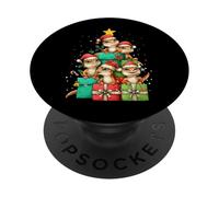 Simpatico cappello di Natale con geco leopardo lucertola PopSockets PopGrip Adesivo