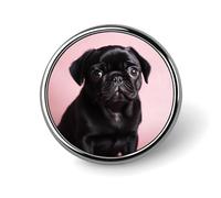 Simpatico carlino nero rotondo distintivo personalizzato in metallo bavero distintivo adatto abbigliamento borse cappello spilla stampata umoristica distintivo decorazioni per feste accessori per