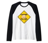Simpatico cartello di avvertimento Pom Pumpy, divertente regalo a forma di cane della Pomerania Maglia con Maniche Raglan