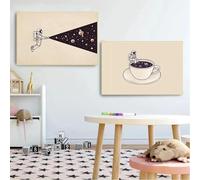 Simpatico cartone animato astronauta galassia universo minimalista stampa artistica da parete su tela pittura poster arredamento moderno per la casa 80x120cmx2 senza cornice