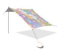 Simpatico cartone animato bambino modello colorato progettato UPF50+ pieghevole tenda da spiaggia facile installazione portatile riparo solare con pala di sabbia per cortile, prato, parco carpas de