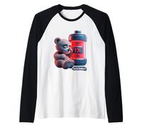 Simpatico cartone animato batteria Sleepy Dedy Bear divertente design tee Maglia con Maniche Raglan