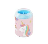 Simpatico cartone animato bianco arcobaleno unicorni riutilizzabile Pet Paw Cleaner Cup con morbido silicone spazzola per animali domestici spazzola da bagno per cani di taglia piccola, media e grande