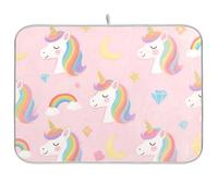 Simpatico cartone animato bianco arcobaleno unicorni riutilizzabile scolapiatti tappetino 18x24 rettangolare grande tappetino sotto scolapiatti decorativo decorazione per la casa essenziale