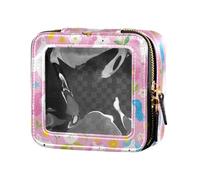 Simpatico cartone animato bianco unicorni trasparente piccola borsa per il trucco per la borsa da viaggio cosmetico caso per i viaggi