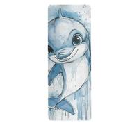 Simpatico cartone animato blu delfino tappetino da yoga portatile per esercizio stampato, antiscivolo, tappetino da yoga caldo con borsa per il trasporto tapete para ejercicio 180,3 x 66 cm