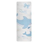 Simpatico cartone animato blu delfino yoga mat viaggio per la casa stampato, antiscivolo, asciugamano yoga antiscivolo con borsa tapete para ejercicio 180,3 x 66 cm