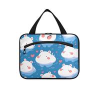 Simpatico cartone animato blu ippopotamo appeso borsa da viaggio con gancio, designer chic kit da barba borsa per gli uomini per la mamma campeggio maletín para maquillaje L