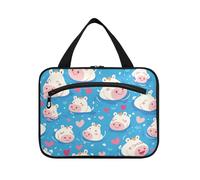 Simpatico cartone animato blu ippopotamo appeso viaggio articoli da toeletta Borsa con gancio, Designer Essential Snack Bag per Cruise Travel Backpacking envase para Perfume de L