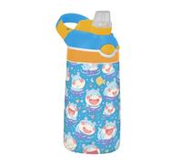 Simpatico cartone animato blu ippopotamo bottiglia d'acqua con coperchio cannuccia a prova di perdite Tritan bottiglia di acqua di plastica per la scuola e sport all'aria aperta botellas de agua