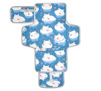 Simpatico cartone animato blu ippopotamo riutilizzabile fasciatoio con tasca in tessuto fasciatoio portatile leggero e pieghevole fasciatoio cambia di pa?ales para Bebes