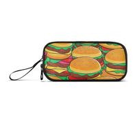 Simpatico cartone animato cibo hamburger nylon matite borse con cerniera astuccio ad alta capacità per scuola superiore cancelleria per insegnanti universitari