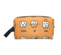 Simpatico cartone animato con denti, organizer per cosmetici di grande capacità, borsa da viaggio per il trucco da donna