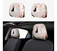 Simpatico cartone animato conigli 2 pezzi personalizzato ricamo morbido traspirante coprisedile poggiatesta auto protezione accessori auto