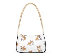 Simpatico cartone animato Corgi cani bianco signore borsa a tracolla stampe per le donne piccola borsa hobo catena tracolla cerniera carino borsa