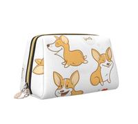 Simpatico cartone animato Corgi Puppy Dog Print Makeup Bag Portatile Versatile Toiletry Bag Grande Capacità Borsa Cosmetica per le Donne, bianco, Taglia unica, Beauty case
