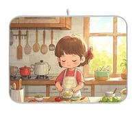 Simpatico cartone animato Cucina Chef Riutilizzabile Piatto Stuoia di asciugatura 18x24 Rettangolo Grande Asciugatura opaco Decorativo Home Decor Essentials