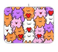 Simpatico cartone animato cuore gatto colorato riutilizzabile asciugatura piatto mat 18x24 rettangolo grande controsoffitto protezione resistente al calore decorativo decorazione per la casa