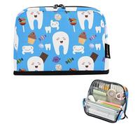 Simpatico cartone animato denti blu matite borse di stoccaggio astuccio con cerniera grande carino penna sacchetto ragazze divertente preppy college forniture per la scuola superiore