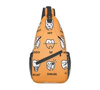 Simpatico cartone animato Denti Sling Zaino petto Borsa a tracolla Casual Daypack per uomo donna