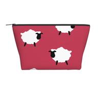Simpatico cartone animato di pecore pecore bianche stampate in rosso, Borsa da toilette Borsa per trucco Borsa per cosmetici Borsa da toilette da viaggio portatile