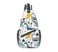 Simpatico cartone animato Dinosauro Borsa a tracolla Zaino a tracolla Modello infantile senza cuciture con dinosauri disegnati a mano in stile scandinavo Viaggi Escursionismo Zainetto Divertente Borsa