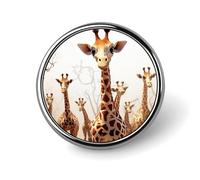 Simpatico cartone animato divertente giraffe distintivo rotondo personalizzato in metallo spilla da bavero distintivo adatto per abbigliamento borse cappello spilla stampata umoristica distintivo