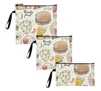 Simpatico cartone animato Doodle Pizza 3 pezzi riutilizzabile viaggio snack borse multiuso borse da viaggio per caramelle, frutta, cereali, organizzazione della casa