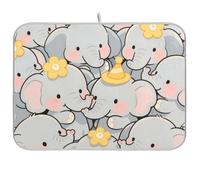 Simpatico cartone animato elefante grigio riutilizzabile scolapiatti tappetino 18x24 rettangolare grande scolapiatti panno decorativo per la casa essenziale