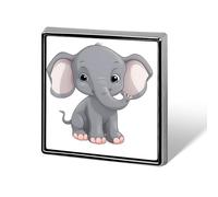 Simpatico cartone animato elefante stampato distintivo quadrato in metallo distintivo bottone decorativo spilla spille da bavero borsa cappello accessori per donne uomini alluminio