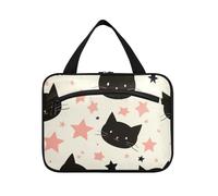 Simpatico cartone animato gatto nero appeso viaggio articoli da toeletta borsa con gancio, designer kit da barba portatile borse per gli uomini per le donne must have viaggio bolsos para Hombre L