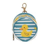 Simpatico cartone animato giallo anatre strisce blu bambino ciuccio caso con cerniera e clip da polso portafoglio portachiavi, tutto stoccaggio sacchetto