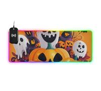 Simpatico cartone animato giallo Halloween fantasma Wirel ricarica incandescente tastiera mouse pad moderno scrivania top 89,9 x 39,9 cm tappetino per tastiera e mouse