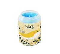 Simpatico cartone animato giallo uccello riutilizzabile zampa rondella tazza morbida spazzola in silicone animali domestici spazzola da bagno per cani gatti