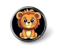 Simpatico cartone animato leone rotondo distintivo carino smalto spilla spilla spilla personalizzata abbigliamento decorazione unisex porta badge cappelli borse camicie decorazione