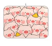 Simpatico cartone animato maiale rosa riutilizzabile asciugatura piatto mat 18x24 rettangolare grande tappetino sotto scolapiatti decorativo Home Decor Essentials