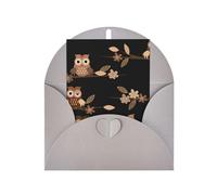 Simpatico cartone animato marrone con stampa di gufi verticali in carta bianca per auguri di ringraziamento per te (Thinking of You biglietto di compleanno)