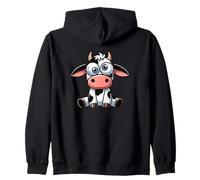 Simpatico cartone animato mucca con grandi occhi Felpa con Cappuccio