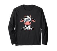 Simpatico cartone animato mucca con grandi occhi Maglia a Manica