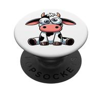 Simpatico cartone animato mucca con grandi occhi PopSockets PopGrip Adesivo
