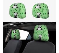 Simpatico cartone animato panda 2 pezzi personalizzato ricamo morbido traspirante coprisedile poggiatesta auto protezione accessori auto