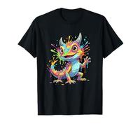 Simpatico Cartone Animato Rainbow Paint Splash Baby Dragon Maglietta