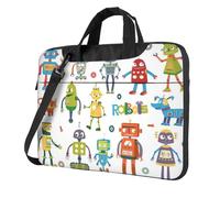 Simpatico cartone animato robot stampa borse convenienti per computer portatile elegante e protettivo stile unico borsa per computer, Nero , 14 inch