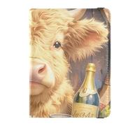 Simpatico cartone animato scozzese mucca marrone porta passaporto in pelle per famiglia di viaggio per viaggio Custodia protettiva per vaccino Custodia protettiva per documenti Organizer Accessori per