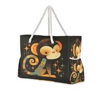 Simpatico cartone animato semplice scimmia nera impermeabile borsa tote da spiaggia con cerniera borse da viaggio per le donne portare avanti Buono per viaggi piscina nuoto spiaggia vacanza necessità