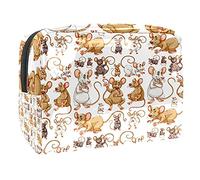Simpatico cartone animato topi ratti su sfondo bianco borsa cosmetica per le donne carino moda borsa impermeabile trucco borsa spaziosa viaggio toilette sacchetto regali ragazze, Multicolore 01,