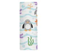 Simpatico cartone animato viola animale mare pinguino pieghevole yoga mat viaggio per esterno stampato, antiscivolo, yoga asciugamano antiscivolo con borsa tapete para ejercicio 180,3 x 66 cm