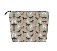 Simpatico cavallo stampato monostrato finto borsa per cosmetici in canapa con cerniera accessori da donna, nero, taglia unica, nero, taglia unica, nero, taglia unica, Nero, One Size
